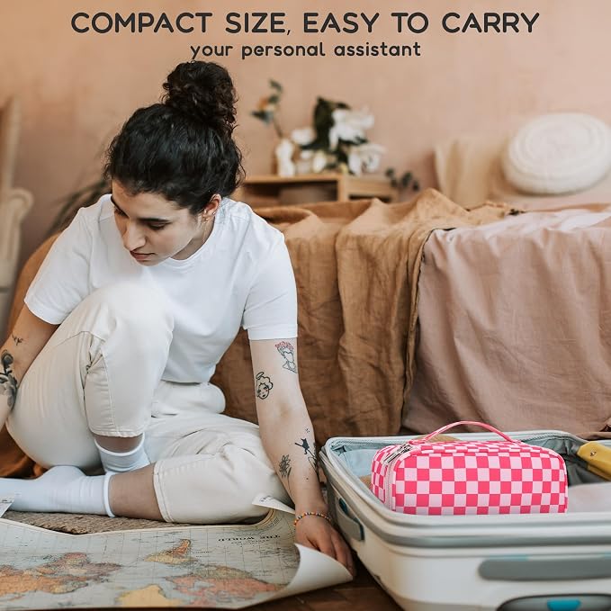 Relavel Small Makeup Bag, Cute Travel Cosmetic Bag, Rose Red | Dual-Layer Make Up Bags, Portable Toiletry Storage for Girls, Waterproof Makeup Organizer for Gym, Camping, Trip, Daily Use - Image 6