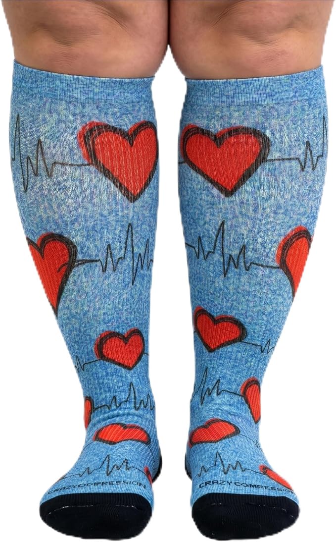 Crazy Compression Socks, Comfortable Support Socks for Recovery, Travel, Hiking, and Long-Hour Comfort w/Fun Designs by CrazyCompression