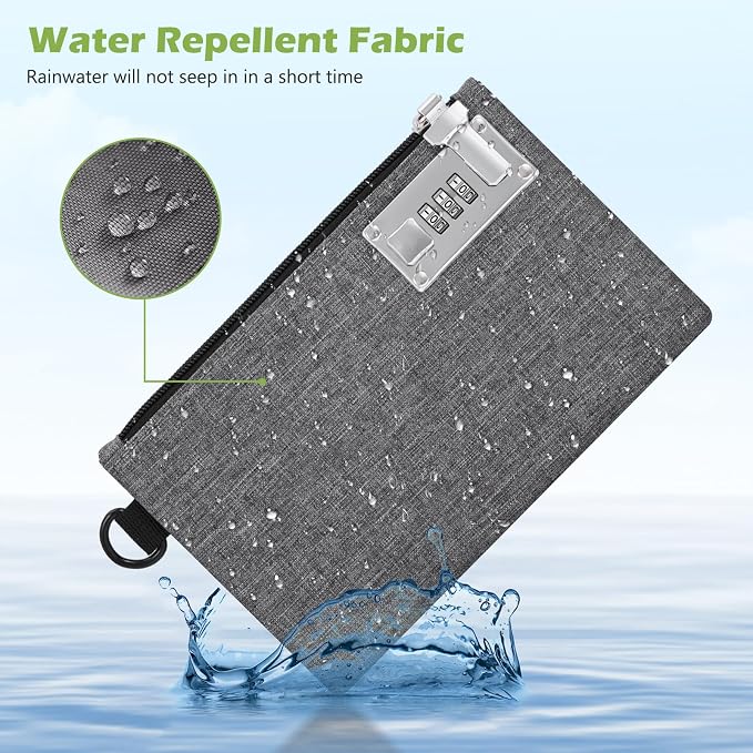KeeKit Money Bag with Lock, 5 x 8 Inches Lockable Money Bag, Locking Accessories Pouch for Cash, Jewelry, Passports, Medicine, Credit Cards - ‎Grey - Image 3