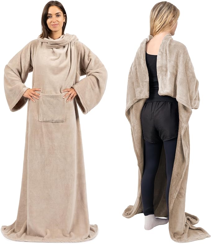 PAVILIA Wearable Blanket with Sleeves for Adult Women Men, Cozy Fleece Warm Wrap Throw with Arms, Gifts for Christmas, Wife - Image 3