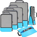 BAGAIL 4 Set/6 Set/8 Set Compression Packing Cubes Travel Accessories Expandable Packing Organizers (Half Mesh, 6-Blue) by BAGAIL