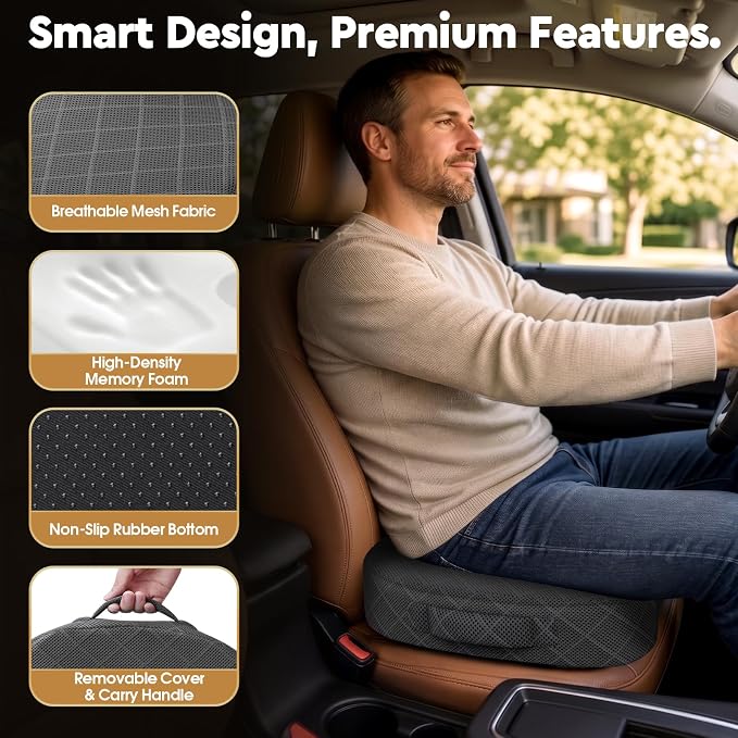 Seat Cushion, Memory Foam Office Chair Cushion - Black, XXX-Large | for Car Seat, Airplane, Desk Chair - Sciatica & Hip & Coccyx Pain Relief Cushion for Long Sitting Office Workers, Car Drivers - Image 6
