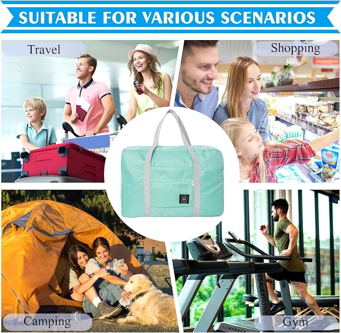 Travel Bag Foldable Duffle Carry on Tote Weekender Overnight Luggage Bag | Travel Bag Carry on Nylon Lightweight Foldable Duffle Tote for Sports Gym Weekender Overnight (With Waterproof Pouch) - Image 8