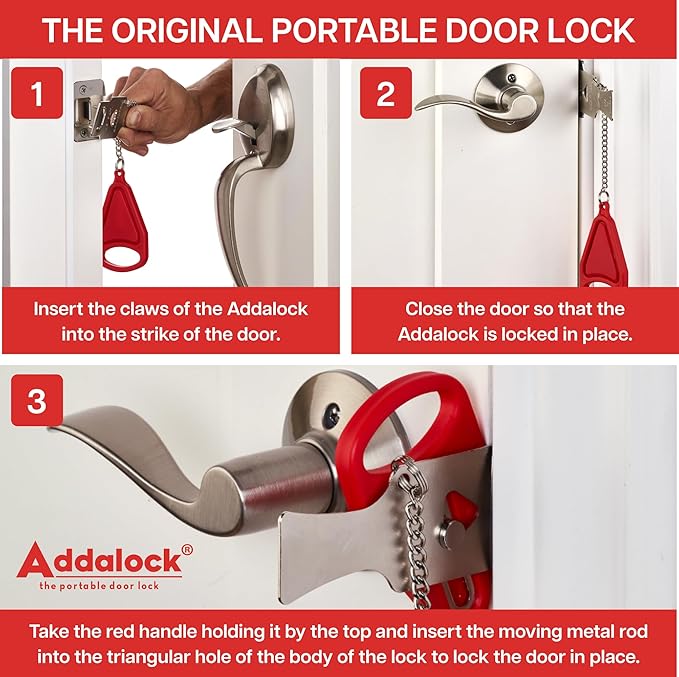 The Original Portable Door Lock for Travel & Home Security, Durable 1-Piece Door Latch Lock for Houses, Apartments, Hotels, Motels, Dorms & AirBnBs - Lock the Door & Stay at Home or Away - Image 4