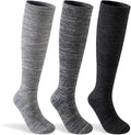 Merino Wool Compression Socks for Women Men,15-20mmHg for Flying | 3 Pairs, Knee High, Moisture Wicking, Temperature Regulation, Thermal Warm, Graduated Compression Socks for Running, Travel by ORVYTHA