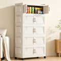 5 Tier Foldable Storage Cabinet with Lids, 313QT Large Premium PP Storage Organizer with Magnetic Doors and Wheels, Heavy Duty White Storage Bins for Home, Office, Kitchen, Dorm by FoldTrend