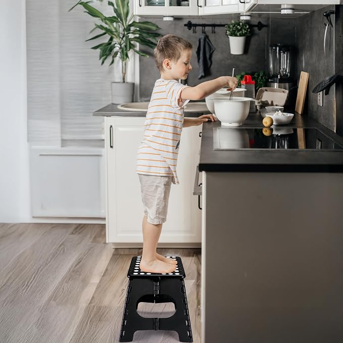 Delxo Folding Step Stool 11 Inch,300 Lbs Step Stool for Kids & Adults Black | Foldable Step Stool 11",Non-Slip Foot Stools with Handle,Lightweight Collapsible stools for Kitchen,Bathroom,Bedroom,Garden - Image 3