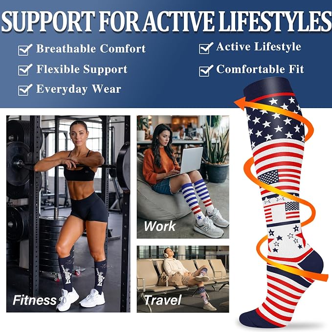 Sooverki Compression Socks for Women and Men Circulation (3/4 Pairs) is Best Support for Running Athletic Cycling Hiking - Image 3