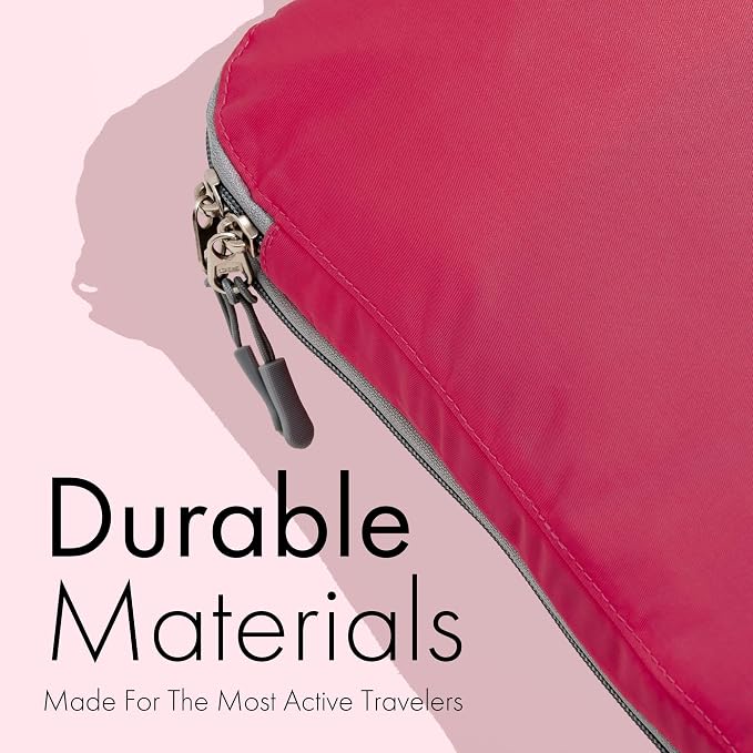 (Not Made In China) Compression Packing Cubes For Travel, Suitcase and Luggage Space Saver Organizer Bags, Lightweight, Waterproof Nylon, Durable, 4pc Set, Plum - Image 6