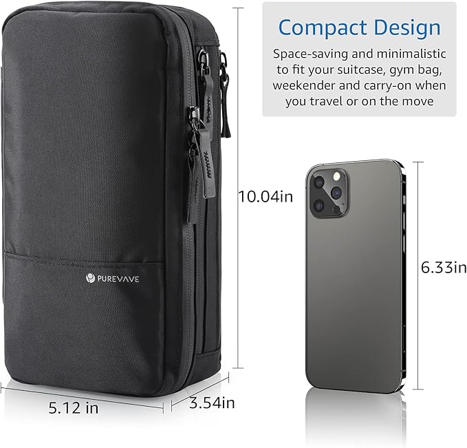 Purevave Compact Mens Toiletry Travel Bag Hanging, Mens Dopp Kit for Travel Waterproof, Wash Pouch Black | Minimalist compact design with multiple pockets, saves space in luggage and bathrooms - Image 4