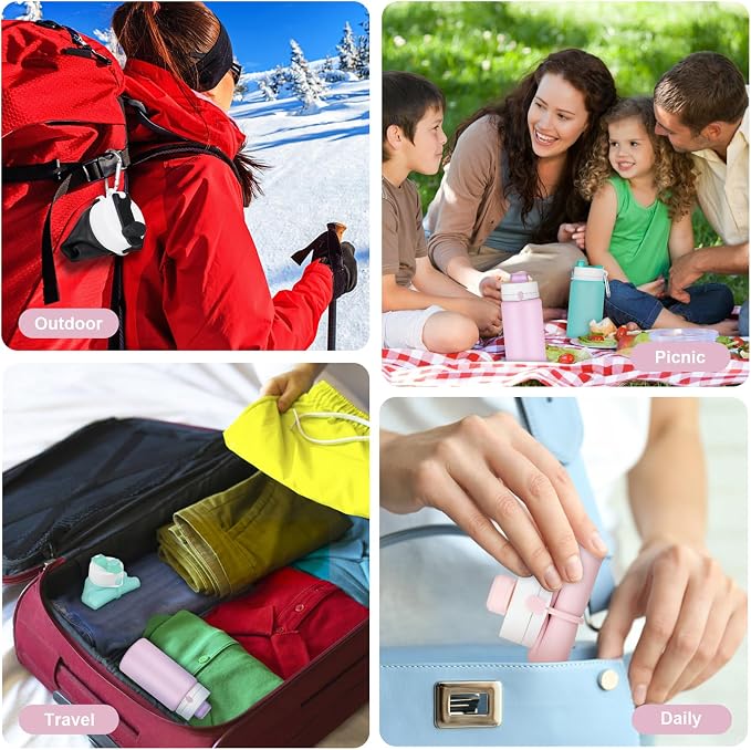 PLTCAT Collapsible Water Bottle, 19oz Foldable Bottle BPA Free Reusable Lightweight Leak-Proof Travel Silicone Water Bottle for Travel, Gym, Hiking, Office, Camping - Image 7