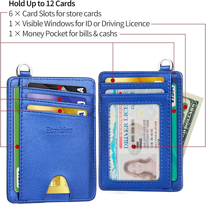 Slim Minimalist Front Pocket Wallet, RFID Blocking Credit Card Holder Wallet with Detachable D-Shackle for Men Women - Image 5