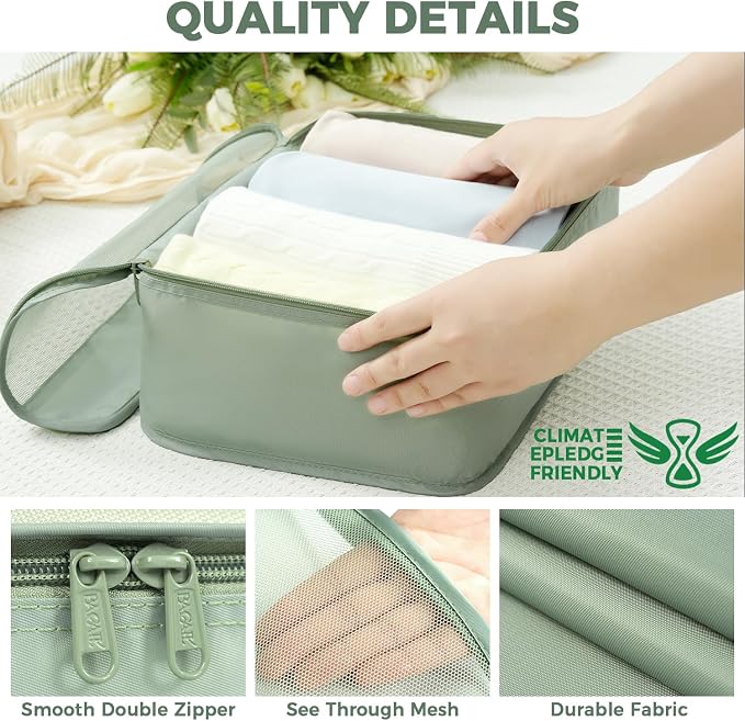 BAGAIL 9 Set Packing Cubes with Packing List Luggage Packing Organizers for Travel Accessories (Matcha Green) - Image 7