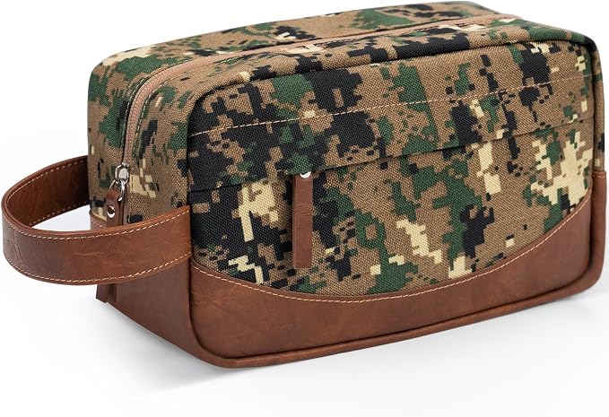 Travel Toiletry Bag for Men, Hanging Toiletry Organizer, Water Resistant Shaving Kit with Large Capacity for Travel Accessories (Camo-Green, Medium) by Ezday