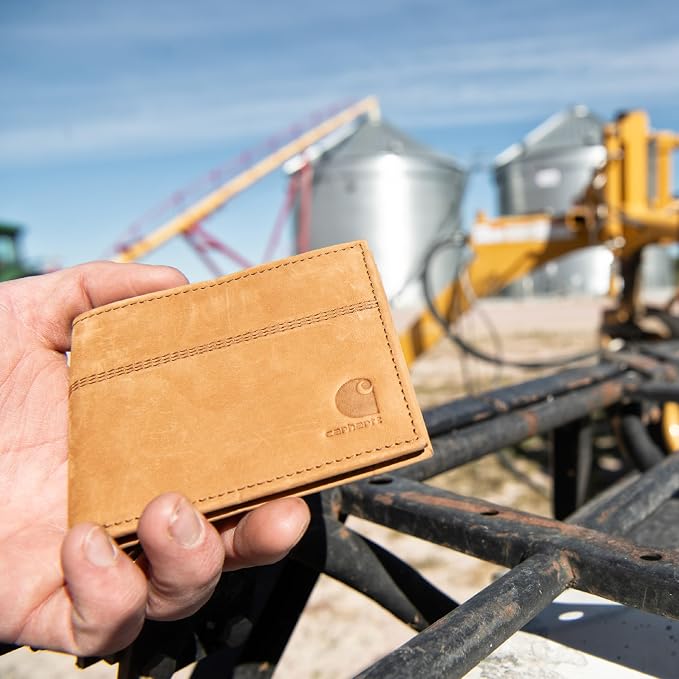 Carhartt Men’s Full Grain Saddle Leather Wallets, RFID Blocking Bifold, Trifold, and Front Pocket Options, Gifts for Men - Image 6
