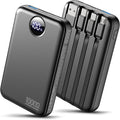 Portable Charger 10000mAh with 4 Built-in Cables 40% Smaller | Power Bank Fast Charging Battery Pack,LED Display Compact with Travel Charger for iPhone Other Devices-Black by Zmmyuluo