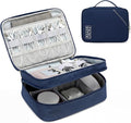 Lanola Universal Cable Organizer Electronics Accessories Cases for Cable, Charger,Power Bank, Phone, USB, SD Card,Memory Cards,Earphone,Flash Drive, Great for Travel and Business - Dark Blue by Lanola