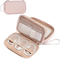 NISHEL Electronics Travel Organizer Cord Case, Charger Cable Tech Bag | Double-layer bag keeps chargers, cables, flash drive, and small tech essentials organized for trip, Medium, Pink by NISHEL