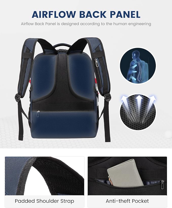 LOVEVOOK Large Laptop Backpack for Men,17.3Inch Heavy Duty Travel Backpack | TSA-Friendly with Anti-Theft,Carry On Flight Approved,College Work Bookbag,Water Resistant Business Backpack for Men Women - Image 6
