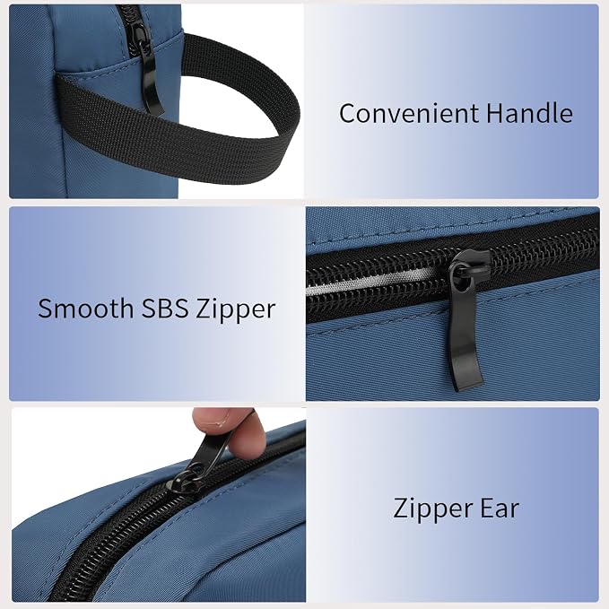 Travel Toiletry Bag for Men & Women, Hanging Cosmetic Organizer | Water-Resistant Fabric, Sturdy Handle, Lightweight Dopp Kit – Bathroom Toiletries, Makeup, Shaving, Grooming & Accessories - Image 6