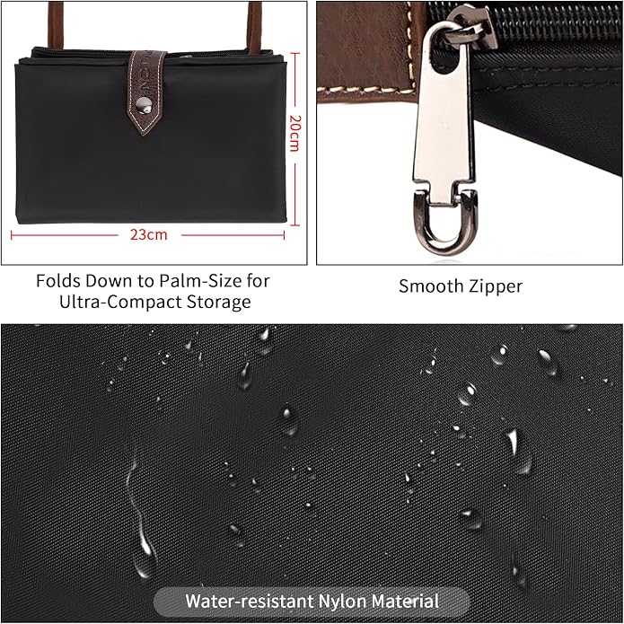 Tote Bags for Women, Foldable Tote Bag with Zipper Top-Handle Purse Waterproof Shoulder Hobo bags Handbags for Travel - Image 4