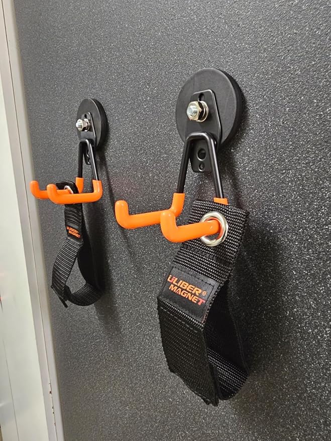 ULIBERMAGNET Heavy Duty Magnetic Garage Hooks,6 Pack Strong Large Magnet Hooks for Power Drill,Garden Tools,Hose,Pegboard,Garage, Workshop,Magnetic Storage Hook for Indoor Outdoor Hanging(Orange) - Image 7