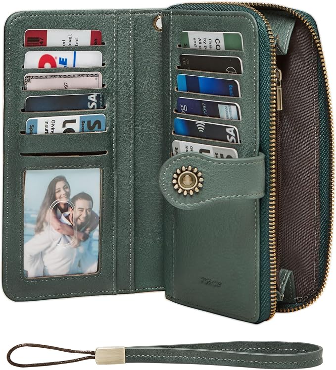 TFKGS Wallet for Women RFID Blocking Leather Large Capacity Card Holder Ladies Phone Clutch Travel Long Purse Wristlet | RFID Blocking - Image 8