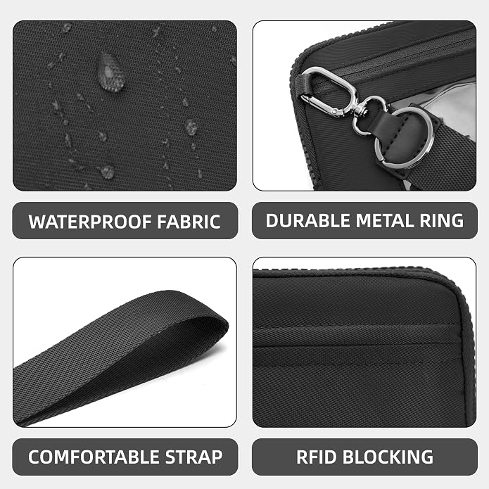 FODOKO Wristlet wallets for Women RFID crossbody bags with 4 Zippers | Checkered quilted nylon with credit card slots, cell phone organizer, and coin purse for travel and everyday carry - Image 5