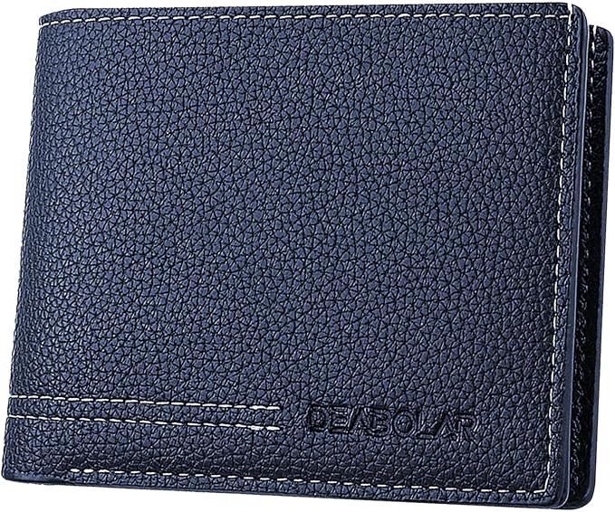 Men Wallet Black PU Material 4 Card Holder 2 Money Pockets 2 Clear Window Suitable for Gifts without RFID Slim Small for Traveling by SPDTECH