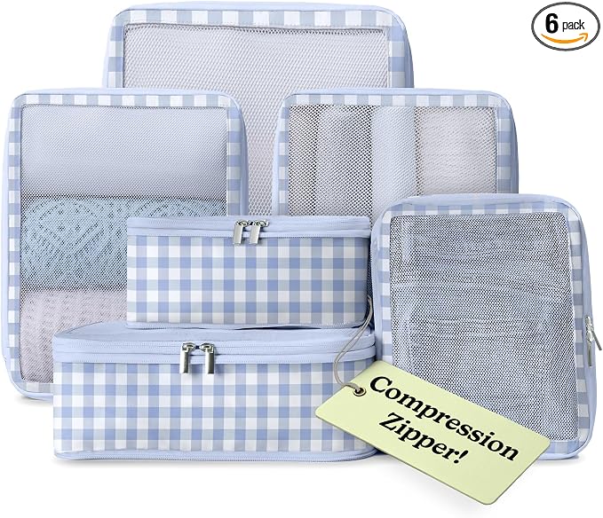 Vandel Space-Saving Compression Packing Cubes for Women 6-Pack Compressible | TSA-Approved Carry On Suit Case Organizer, Durable Luggage Packing Cubes for Travel Compression, Organizer Bags for Luggage by VANDEL