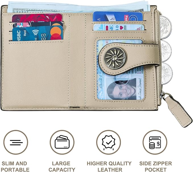 Tipmile Small Wallet for Women Bifold RFID Blocking Card Holder Leather Wallets with Zipper Coin Pocket - Image 5