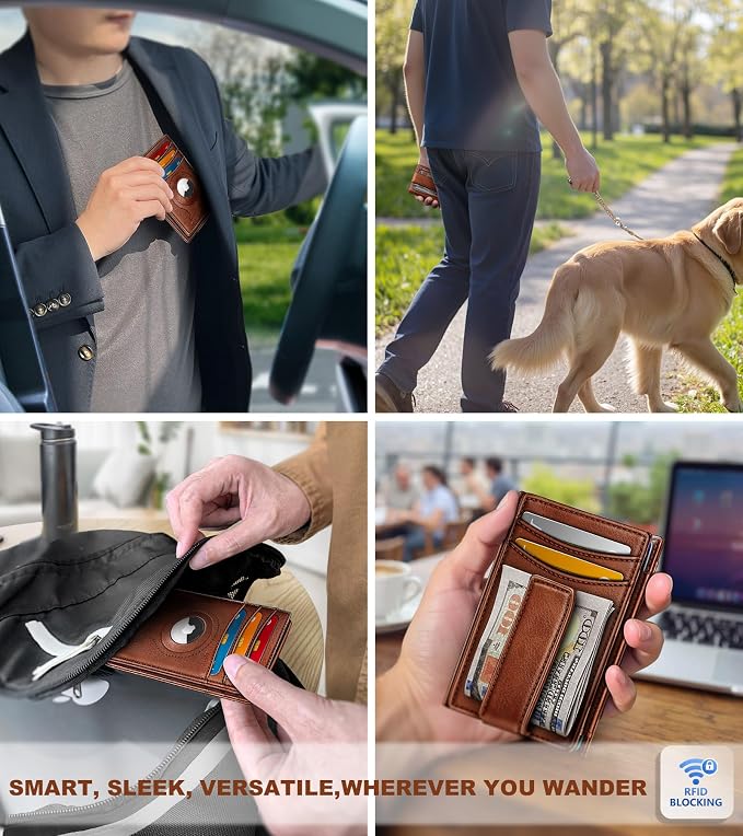 BULLIANT Magnetic Slim Leather Airtag Wallet Money Clip For Men 12Cards | RFID Blocking | Easy Access | Gift Boxed | Pocket Fit - Image 6