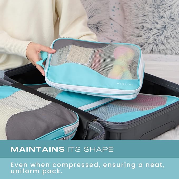 Compression Packing Cubes for Travel, Packing Cubes for Carry on Suitcases, Large Luggage Organizers 4-Pack, Travel Accessories Set for women, Tropical Teal - Image 8