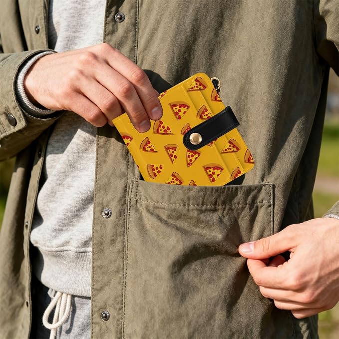 Yellow Sausage Pizza Women's Wallets RFID Blocking,Credit Card Holder Bifold Wallet,Slim Card Cases,PU Leather Travel Wallet for men Girls - Image 7