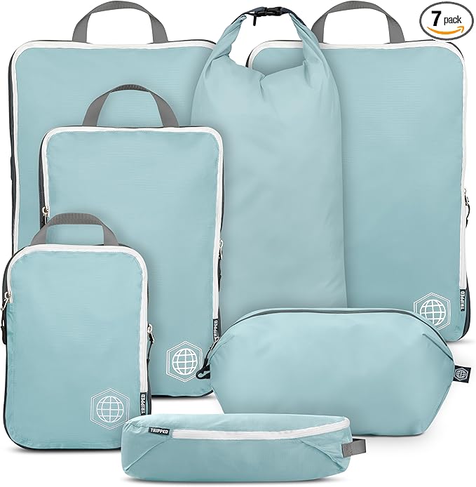 TRIPPED Travel Gear Large Compression Packing Cubes 7-Piece Set for Travel by TRIPPEDTravelGear