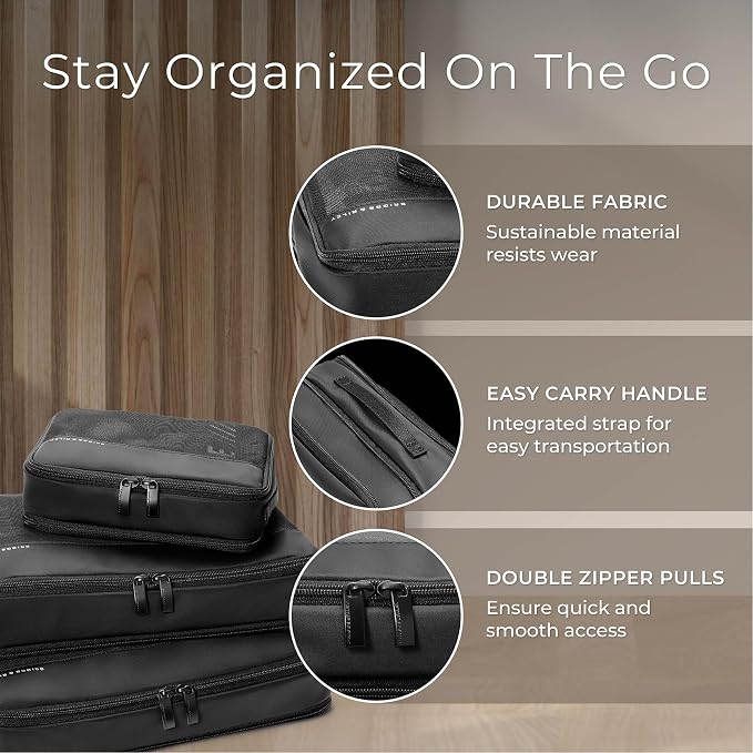 Briggs & Riley Carry On Compression Packing Cube Set - Bag Organizer for Suitcase & Luggage, Travel Essentials for Women & Men, Pack Accessories for Vacation, Maximize Storage Space - 3-Piece, Black - Image 2