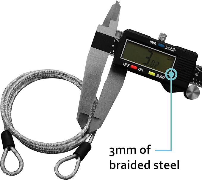 Lumintrail 3mm (1/8 Inch) Braided Steel Coated Security Cable Luggage Lock Safety Cable Wire Double Loop (15ft) - Image 3