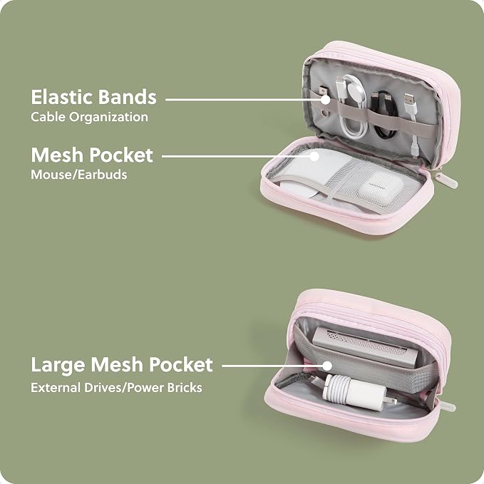 U Brands Electronics Organizer Travel Case, Cord Storage, 7.8" x 5", Pink - Image 4