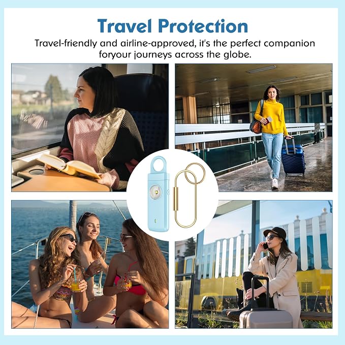 Rechargeable Personal Alarm for Women - Christmas Birthday Gifts for Women, Daughter, College Student, Teen Girl, Elders, Kids, Siren Alarm, Safety Keychain, USB Charging, Aqua - Image 6