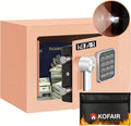 KOFAIR Safe Box for Home Safe (0.23 Cubic Feet) with Fireproof Bag, Personal Money Safey for Cash Saving, Mini Safey with Key, Digital Safety Box with Light, Money Lock Box (Gold Khaki) by KOFAIR