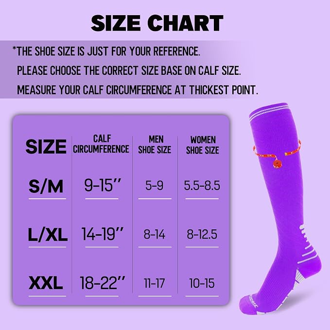 Compression Socks for Women Men 20-30 mmHg, Knee High Support Circulation Sock for Travel Sport Medical (1or 2Pair) - Image 5