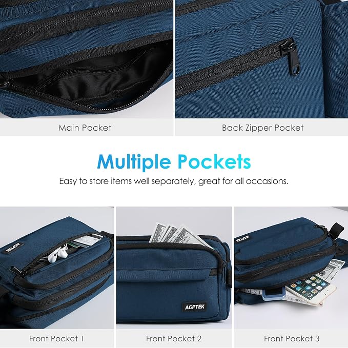 AGPTEK Fanny Pack for Women Men, RFID Large Capacity Waist Wallet Bag, Adjustable & Waterproof Bum Belt Pouch for Travel, Running, Shopping, Hiking, Dog Walking, Cycling, Climbing - Image 7