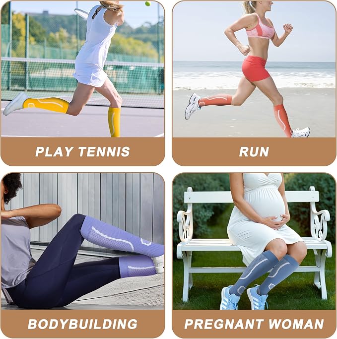 fenglaoda 6 Pairs Compression Socks for Women & Men Knee High Cute Circulation Socks for Nurse Pregnant Travel Athletic - Image 5