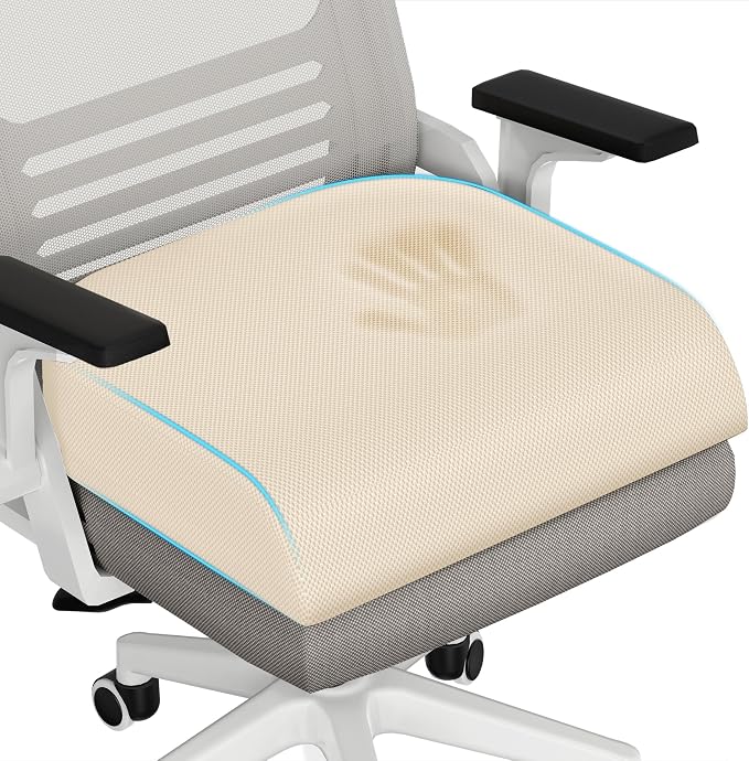 TranquilRelax 2XL Memory Foam Seat Cushion for Office Chair, 3.7-Inch, Khaki by Unknown