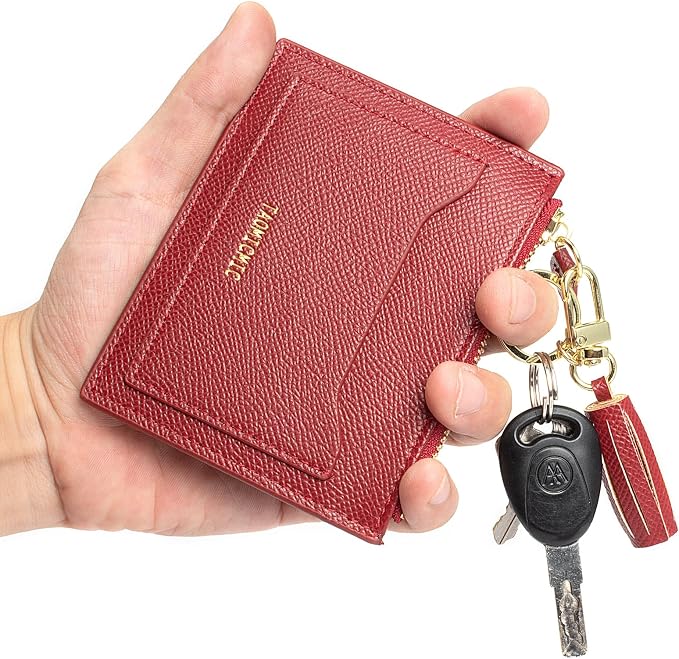 Valentoria Slim RFID Blocking Card Holder Small Pocket Wallet Keychian Zipper Coin Purse Mini Cash & Coin & Cards Case for Women Men | Slim - Image 3