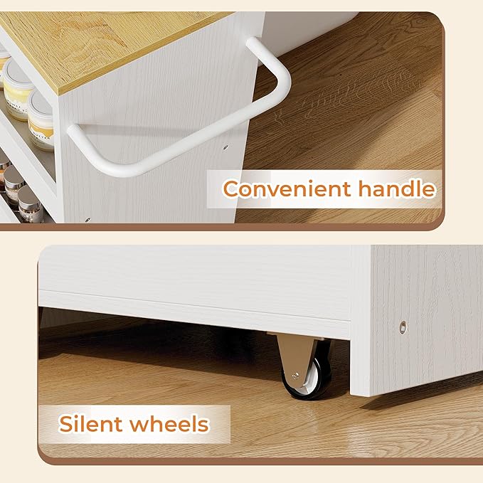 IRONCK Slim Storage Rolling Cart with Drawer and Handle, 11.8" W White | Wood Storage Cart on Wheels with Handle, 4 Tier Utility Cart Compact 11.8" Wide, Fits Kitchen Laundry Bathroom - Image 6