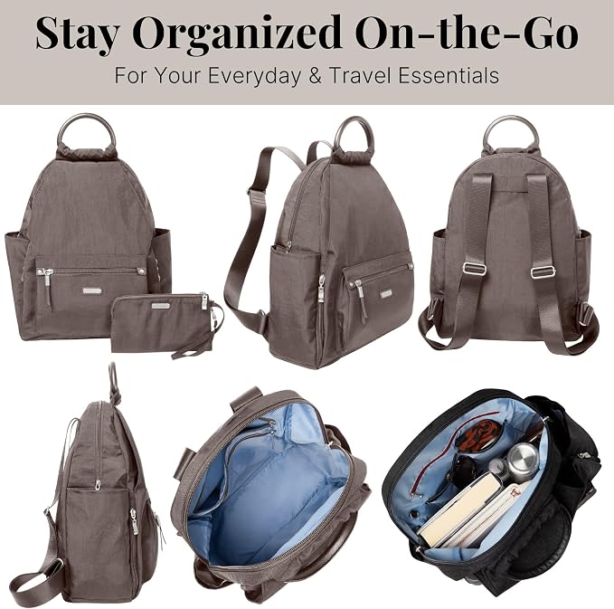 Baggallini womens New Classic Heritage With Rfid Phone Wristlet All Day Backpack, Sterling Shimmer, One Size US - Image 6