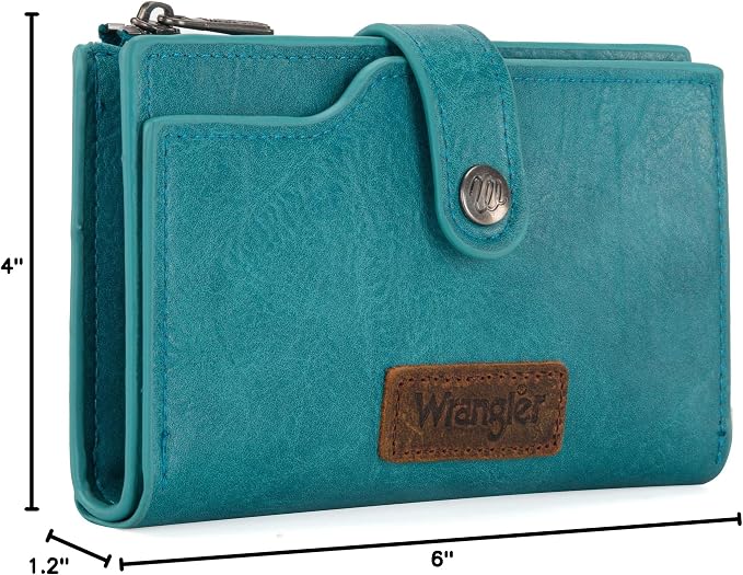 Wrangler Wallet for Women Bifold Card Holder with Zipper and ID Window - Image 7