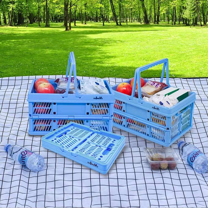 Collapsible storage crates ,plastic baskets for organize 14.96x 9.84"x7.87" | shopping garden basket,foldable crate with Handles, car trunk basket,for Kitchen,Bathroom - Image 6