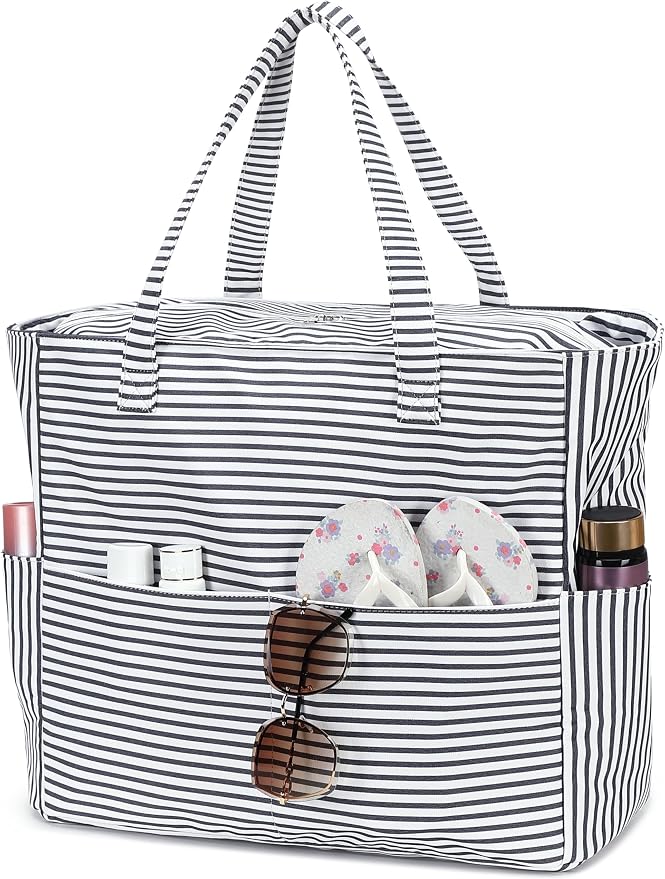 LEDAOU Beach Bag Waterproof Sandproof Women Beach Tote Pool Bag with Zipper for Swim Gym Grocery Travel with Wet Pocket | Sandproof by LEDAOU